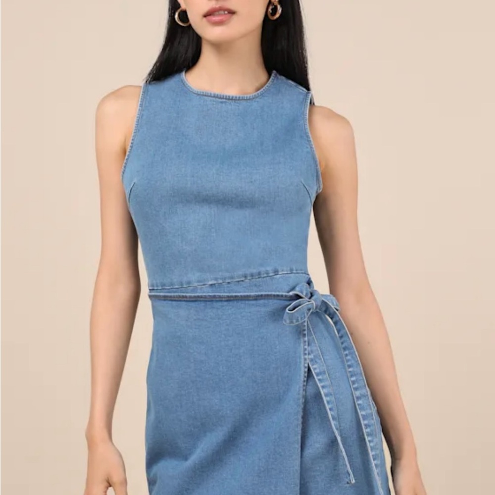 Lulu's Blue Denim Wrap Dress